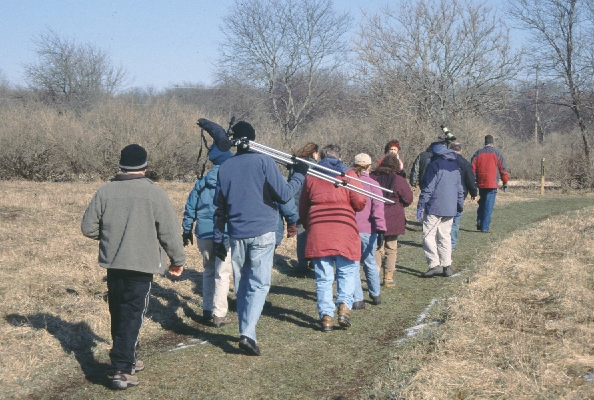 Birders Walking to Viewing Spot