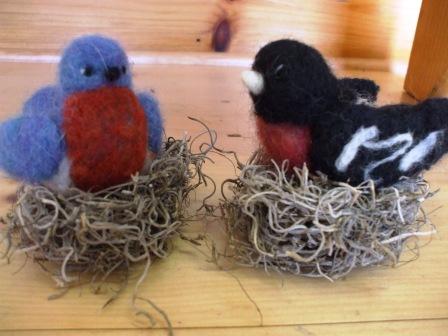 Felted Birds on Nest