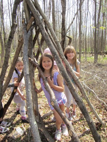 Wachusett Meadow Nature Play Area Tepee-like structures