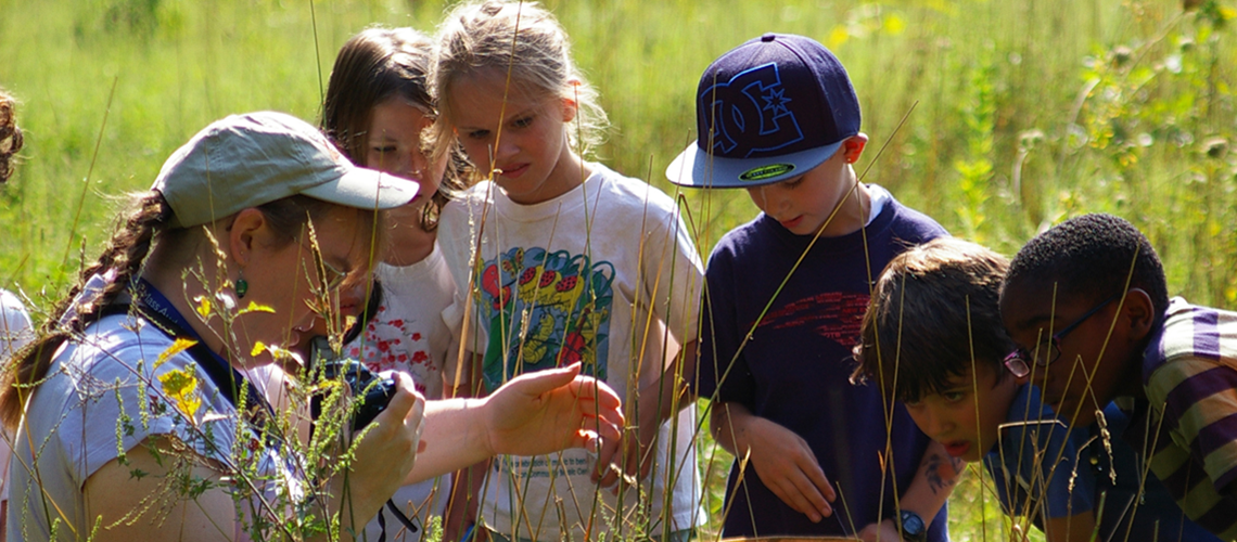 Kids participating in an outdoor education program